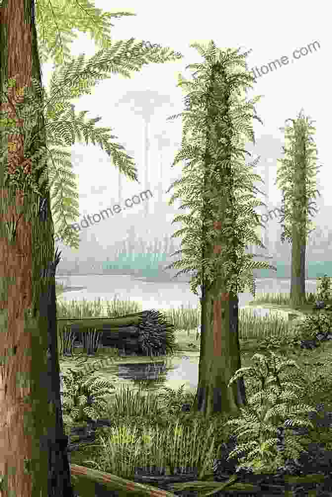 An Illustration Of A Prehistoric Landscape With Towering Ferns And Ancient Creatures The Encyclopedia Of Early Earth: A Novel